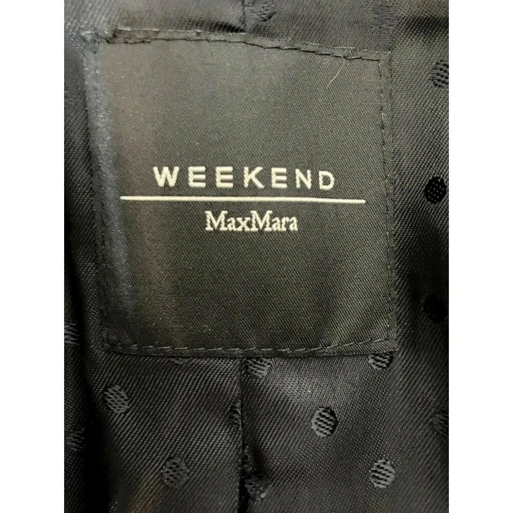 Max Mara Weekend Black Virgin Wool Coat Women's 10 Double Breast Peacoat Ukraine - Picture 7 of 14